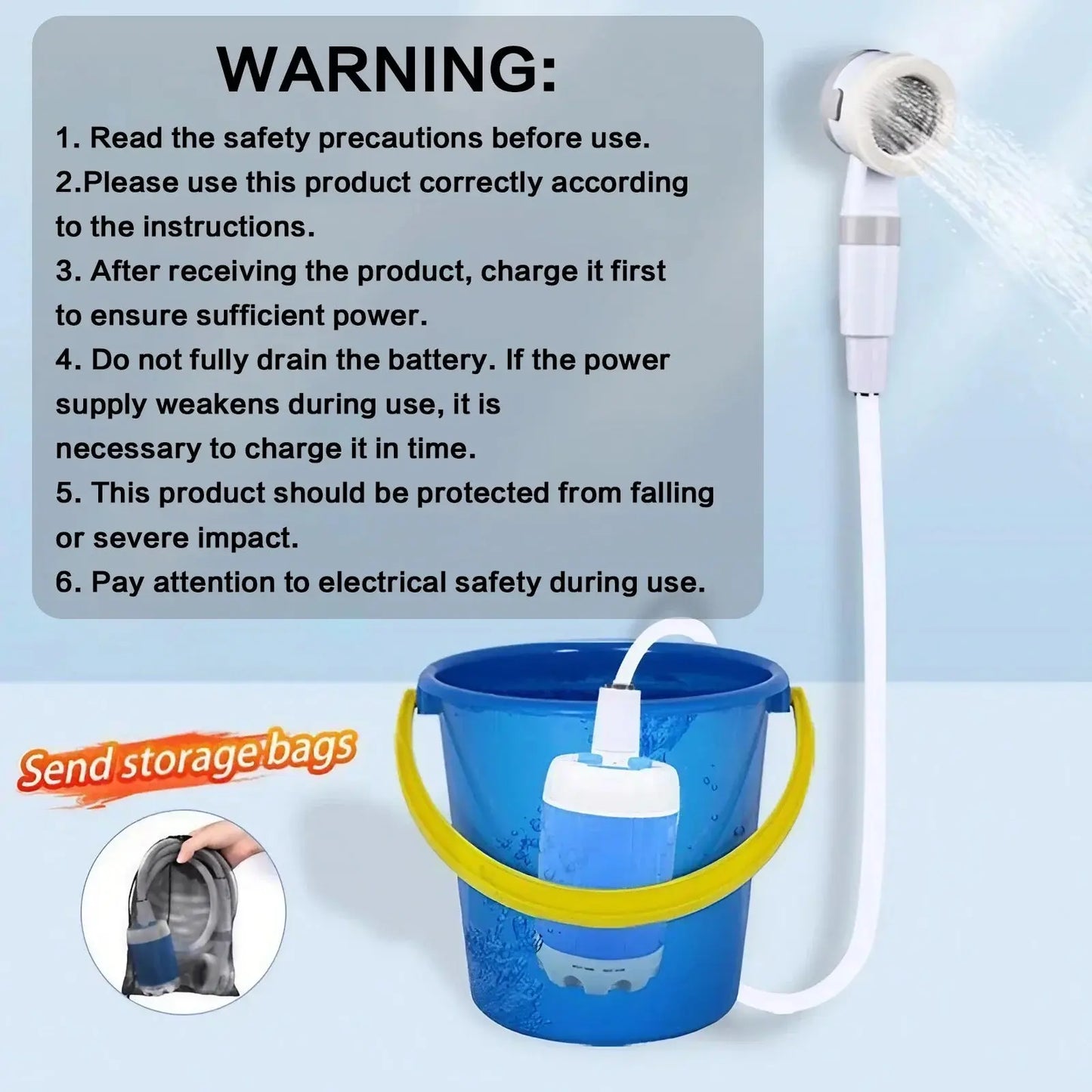 Portable Rechargeable Outdoor Shower, Handheld Compact Design, Gentle Shower Stream for Car Washing, Flower Watering, Bathing WLP Company
