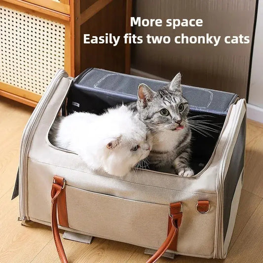 Multifunctional Cat Carrier with Trolley Large Capacity Breathable Foldable Pet Bag for Cats and Dogs WLP Company