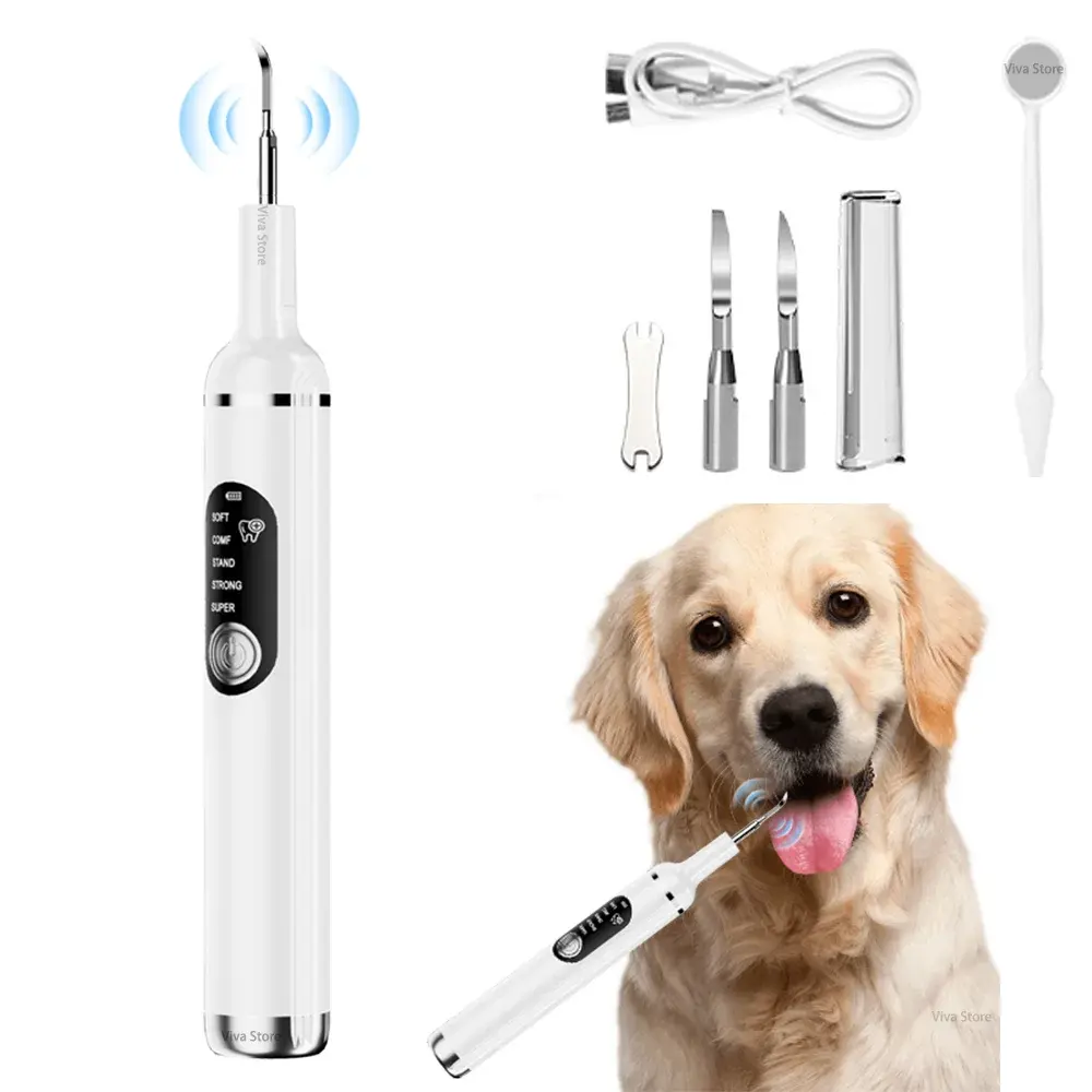 dog toothbrush Dog Tooth Calculus Device Ultrasonic Toothbrush Electric Pet Tooth Scaler Tooth Cleaning Tool Plaque Dog Cat Dental Care Kit WLP Company
