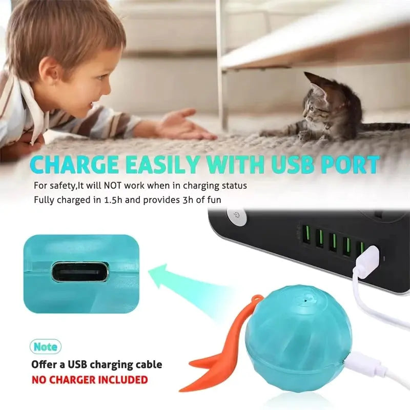 Cat Toys, Turbo Tail Popper Cat Toy 2-Speed Interactive Turbo Tail Mouse Cat Ball Toy Touch Control and Sound Control Smart Star WLP Company