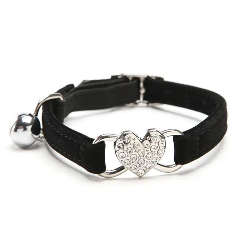 heart charm collar New Heart Charm And Bell Cat and Small Dog Collar WLP Company