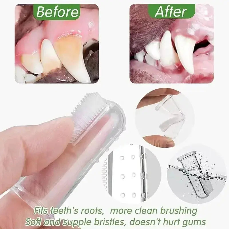 Pet Toothbrush Super Soft Pet Finger Toothbrush Teddy Dog Brush Bad Breath Tartar Teeth Care Tool Dog Cat Cleaning Silicagel Pet Supplies WLP Company