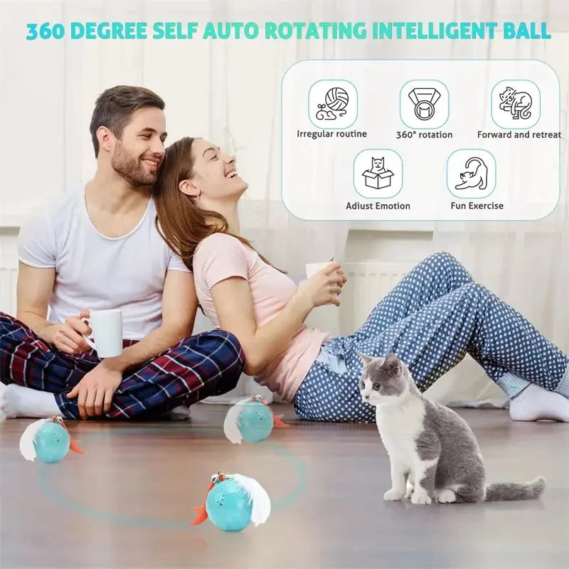 Cat Toys, Turbo Tail Popper Cat Toy 2-Speed Interactive Turbo Tail Mouse Cat Ball Toy Touch Control and Sound Control Smart Star WLP Company