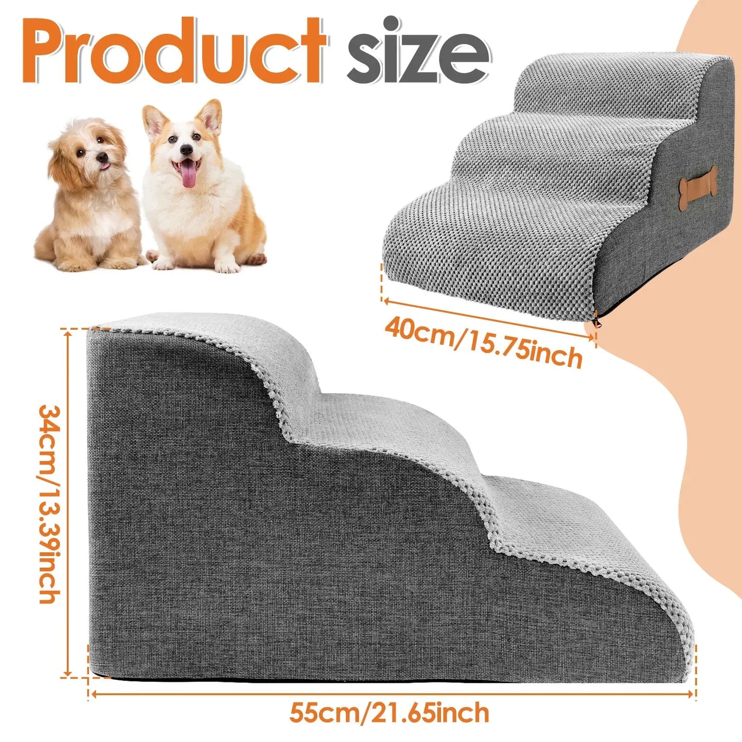 2/3 Step Dog Ramp Stair Pineapple Velvet Small Dog Stair with Sponge Filling and Nonslip Bottom Safe Pet Supplies for Cat Puppy WLP Company