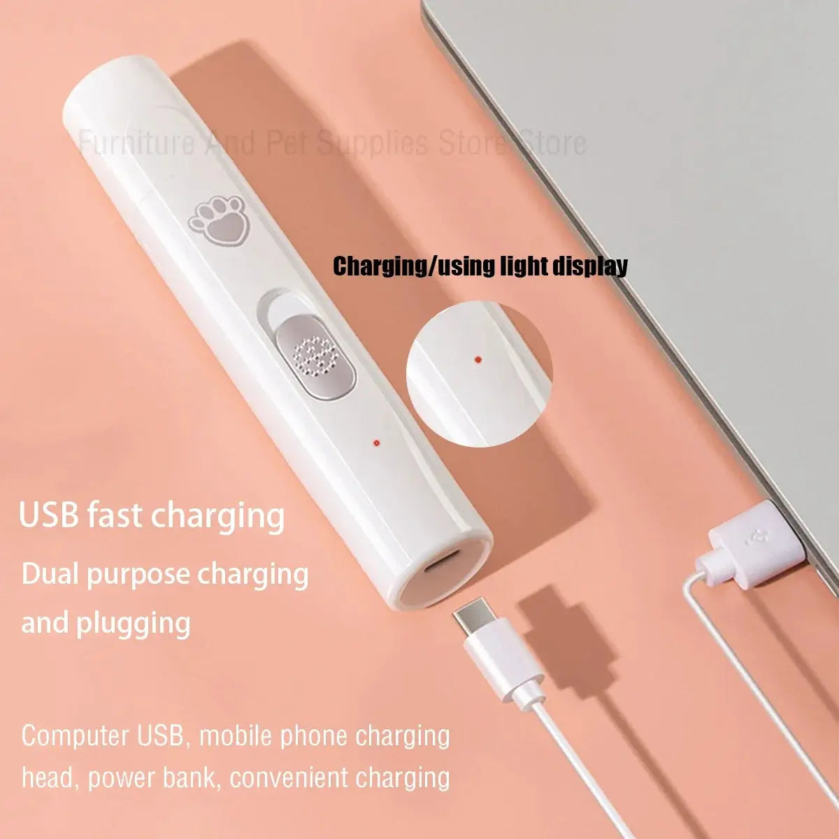 Electric Dog Nail Grinder Pet Nail Clipper USB Rechargeable Pet Nail Trimmers Painless with Polisher Wheel for Small/Large Pets WLP Company