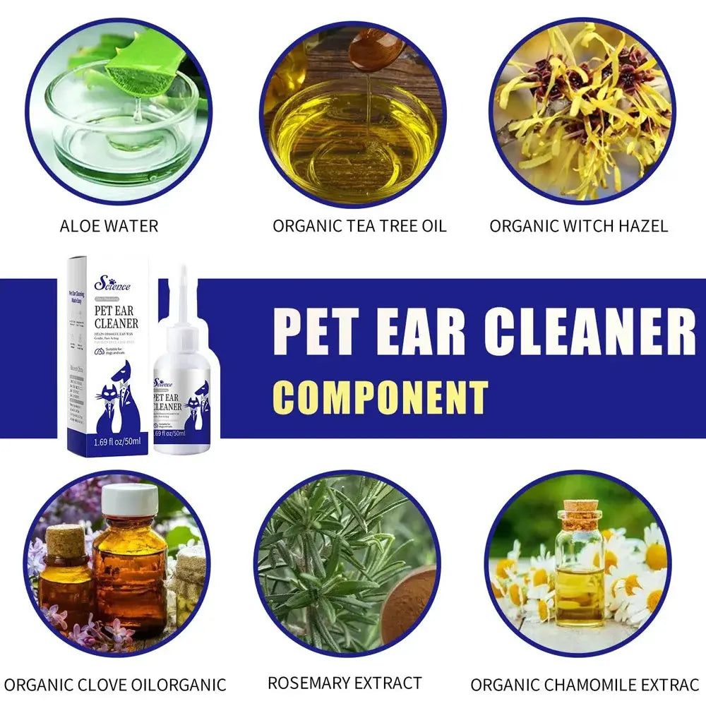 50 ml Pet Ear Drops Gentle Cleaning Ear Mites And Earwax In Cats & Dogs Inhibiting Ear Bacteria WLP Company