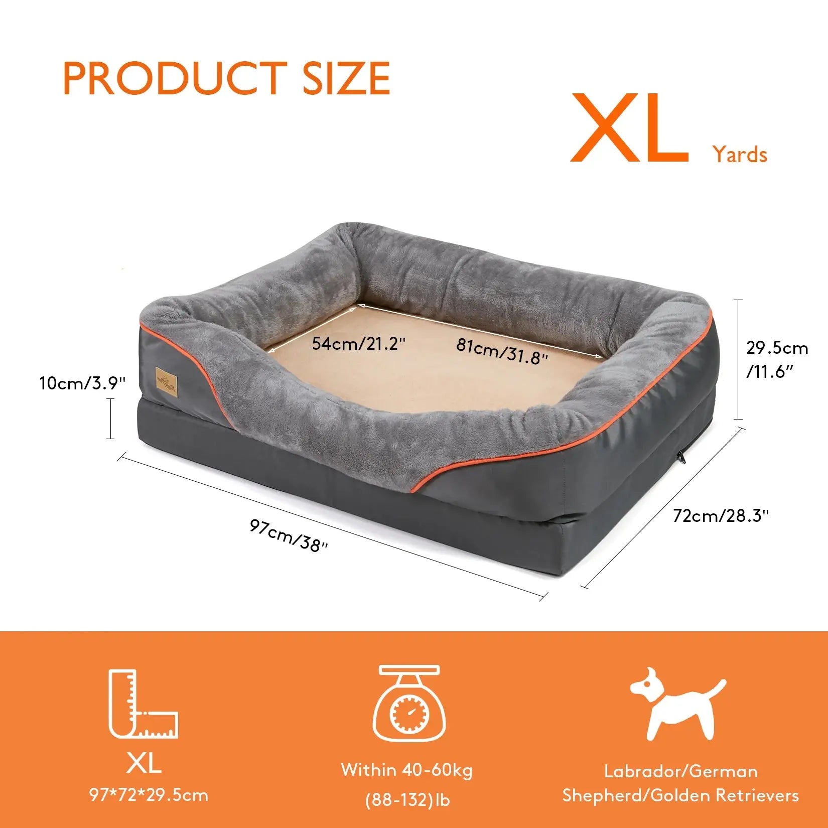 Jumbo Large Orthopedic Dog Bed Memory Foam Quilted Bolstered Pet Sofa Couch Elevated Cushion Warm Waterproof Mattress WLP Company