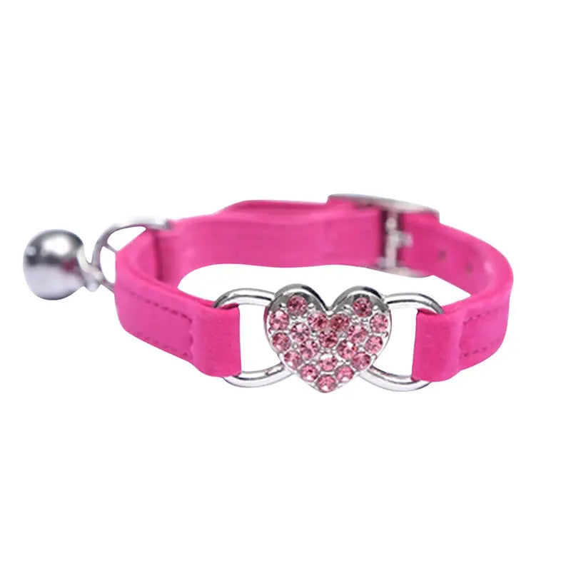 heart charm collar New Heart Charm And Bell Cat and Small Dog Collar WLP Company