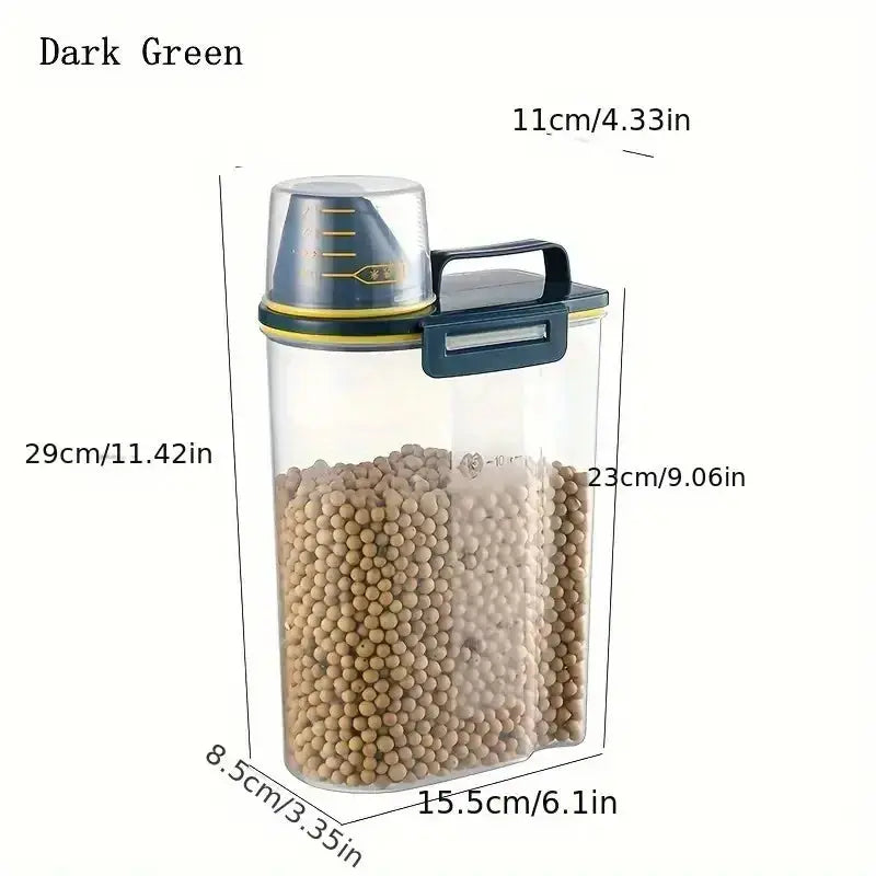Pet Food Storage Container with Measuring Cup Handle Airtight Waterproof Pet Food Storage Dispenser Portable Buckets Feeder WLP Company