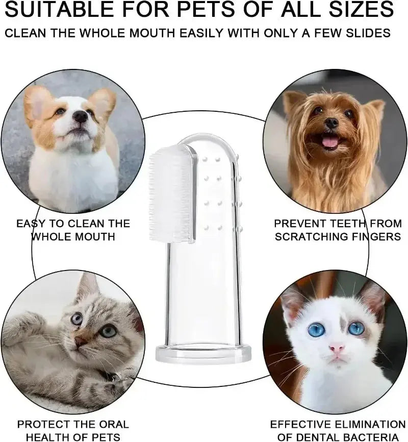 Pet Toothbrush Super Soft Pet Finger Toothbrush Teddy Dog Brush Bad Breath Tartar Teeth Care Tool Dog Cat Cleaning Silicagel Pet Supplies WLP Company