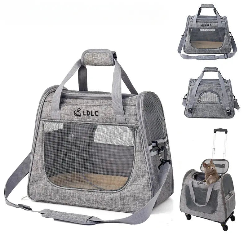 Portable Cat Bag Car-mounted Large Side Window Can Be Equipped with Trolley Pet Bag Breathable Travel Shoulder Folding Cat Bag WLP Company