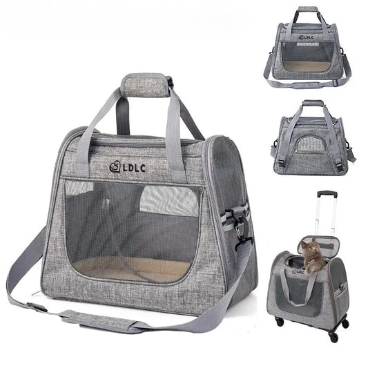 Portable Cat Bag Car-mounted Large Side Window Can Be Equipped with Trolley Pet Bag Breathable Travel Shoulder Folding Cat Bag WLP Company