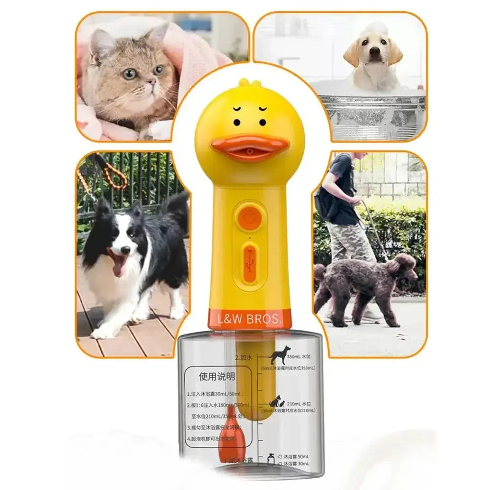 Electric Shampoo Foamer Pet Foaming Soap Dispenser Pets Bathing Bubbler Dog Shampoo Dispenser Shampoo Sprayer Little Yellow Duck WLP Company