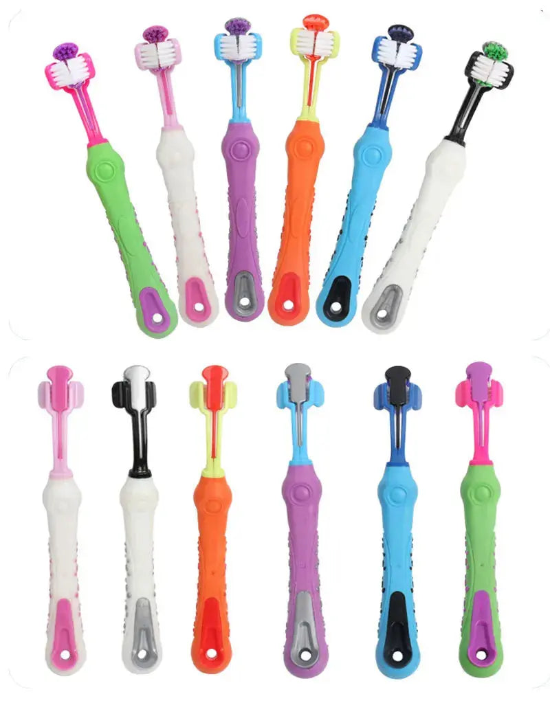 Three Sided Pet Toothbrush Multi-angle Toothbrush Cleaning Dog Cat Brush Bad Breath Pet Dental Care Cat Cleaning Mouth WLP Company
