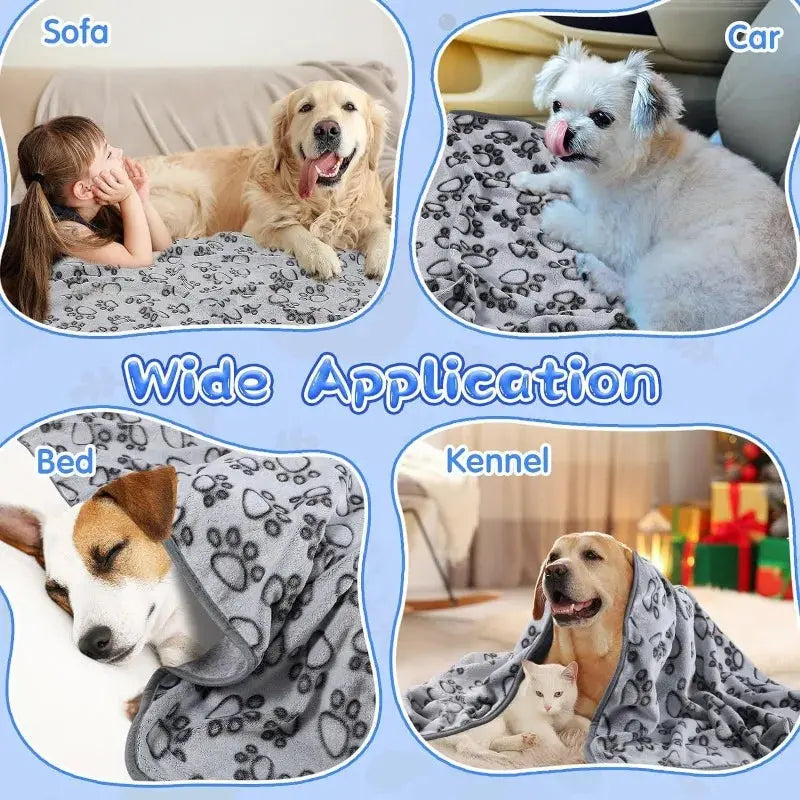 Dog Bed Mat Blanket Soft Fluffy Pet Sleeping Blanket Cute Paws Pattern Pet Travel Mat Warm Comfortable Blankets for Cat Dogs WLP Company