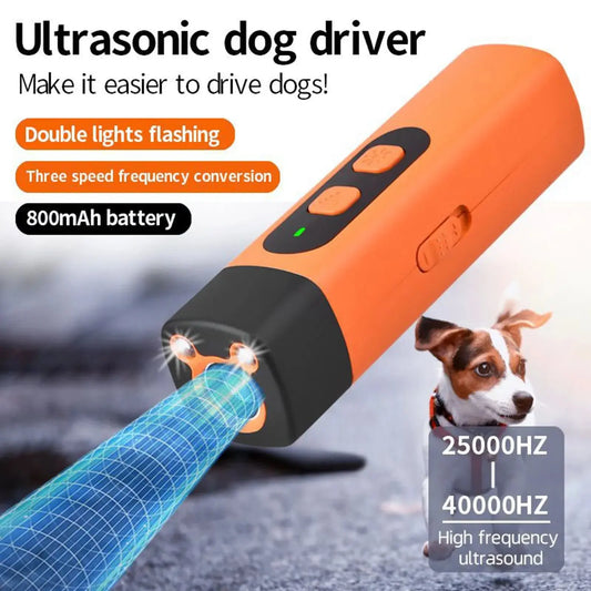 New Dog Repeller with LED Display Anti Barking Training Device 3 Head Ultrasound Flashlight High Power Dog Training Device WLP Company