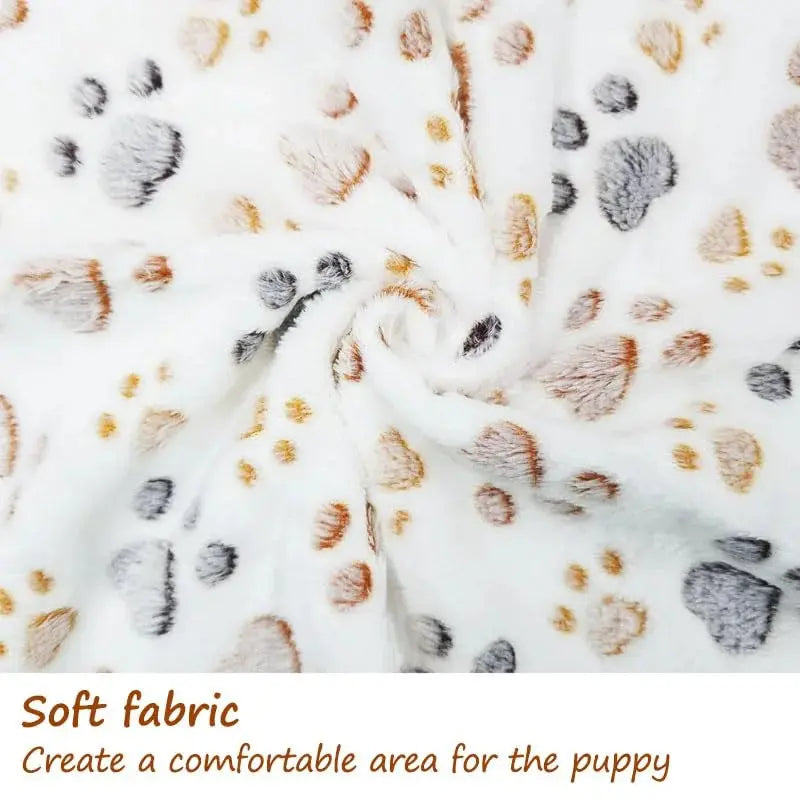 Cute Flannel Pet Blanket Cartoon Dog Paw Print Blanket Pet Mat for Cats and Dogs Warm and Comfortable Blanket for Puppy Kitten WLP Company
