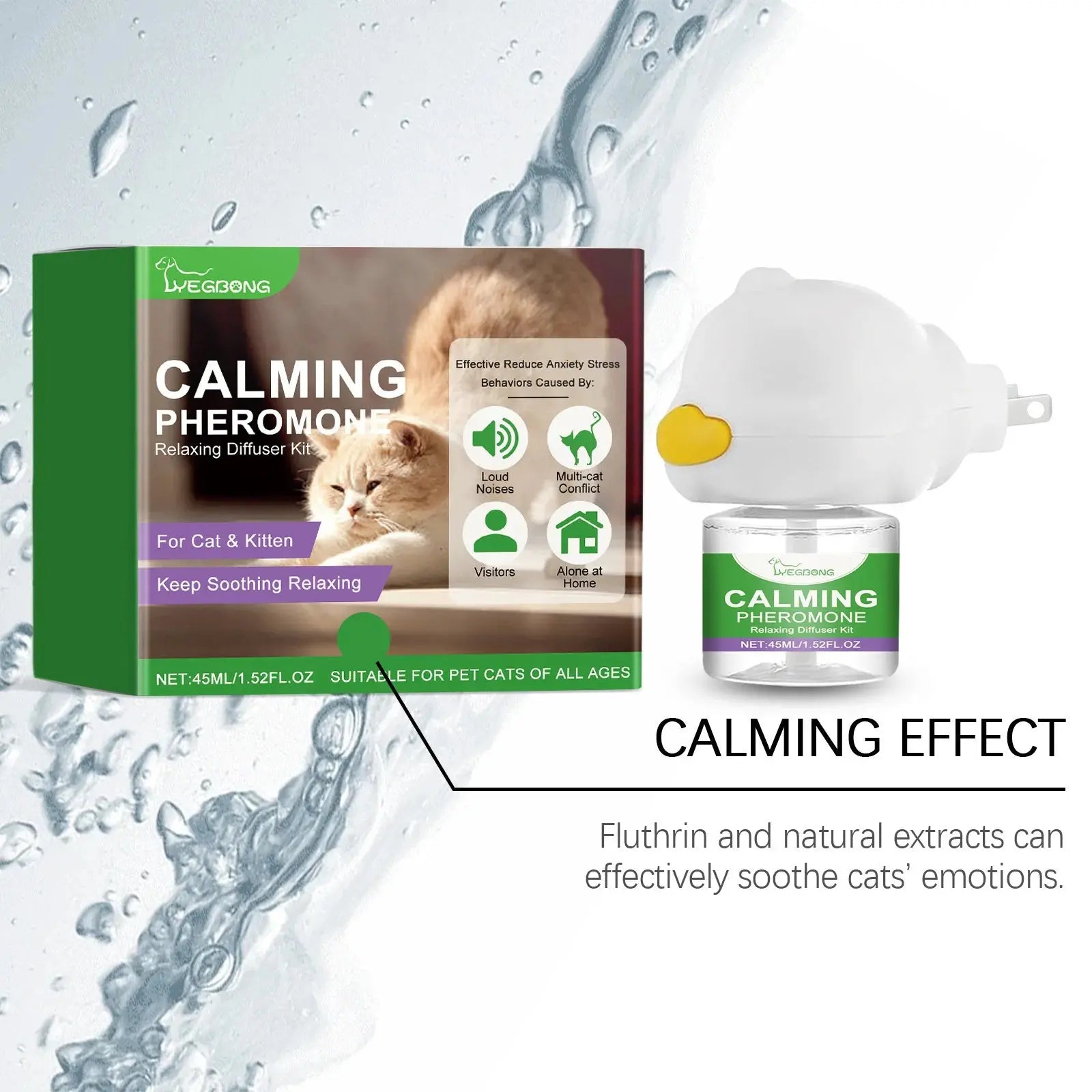 Cat Calming Diffuser Cat Pheromone Plug-In Relaxants Prevent Howling Pet Dogs Anti-Anxiety Reduces Anxiety Cat Calming Liquid WLP Company