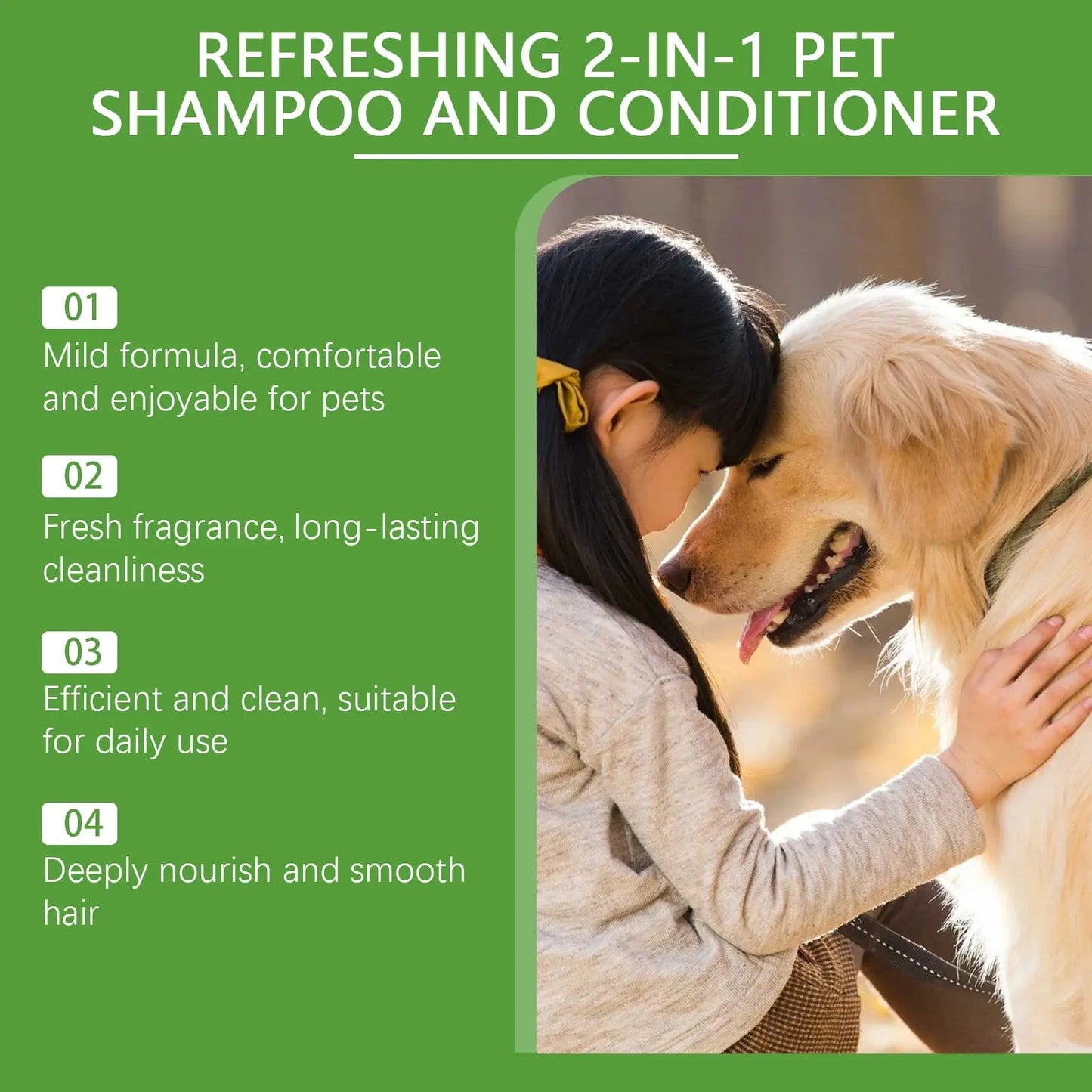 dog shampoo Yegbong Pet Shampoo Conditioner 2-in-1 Remove Dirt Smooth Fur Relieve Itching Deodorizing Long Lasting Fragrance Dogs Shower Gel WLP Company