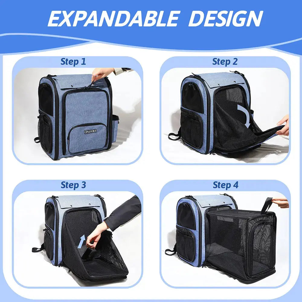 pet carrier Pet Backpack Expandable Foldable Cat Carrier for Small Medium Dog and Cat Transport Dog Bag Large Space Pets Carrier with Zipper WLP Company