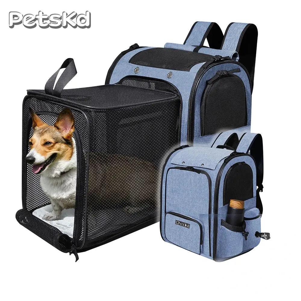 pet carrier Pet Backpack Expandable Foldable Cat Carrier for Small Medium Dog and Cat Transport Dog Bag Large Space Pets Carrier with Zipper WLP Company