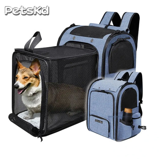 pet carrier Pet Backpack Expandable Foldable Cat Carrier for Small Medium Dog and Cat Transport Dog Bag Large Space Pets Carrier with Zipper WLP Company