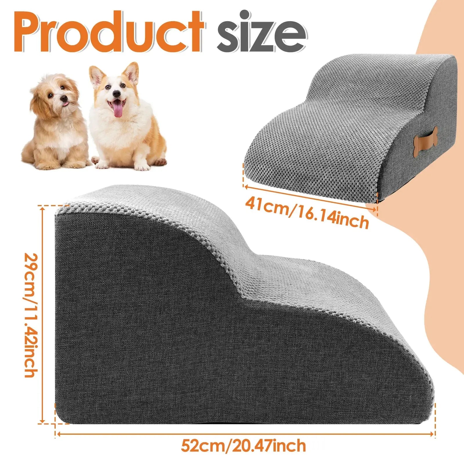 2/3 Step Dog Ramp Stair Pineapple Velvet Small Dog Stair with Sponge Filling and Nonslip Bottom Safe Pet Supplies for Cat Puppy WLP Company