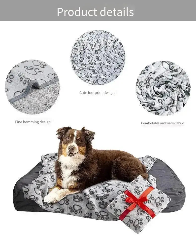2PCS Soft Fluffy High Quality Pet Blanket Cute Cartoon Pattern Paw Print Dog Pet Mat Warm and Comfortable Blanket for Cat Dogs WLP Company