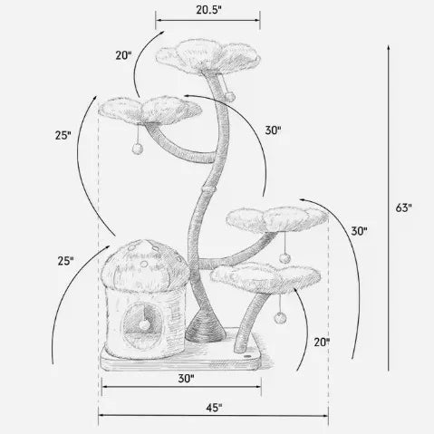Modern Design Flower Cat Tree with Large Hammock - Premium Quality