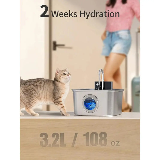 wireless pet water feeder  Stainless Steel Pet Water Feeder with Fountain - Smart Hydration Solution WLP Company