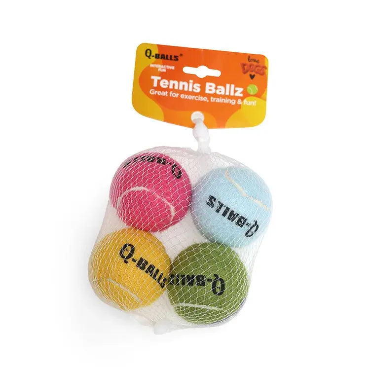 4Pcs/Set Dog Toy Q-MONSTER Thick Walled Natural Rubber Squeak Chew Balls for Dogs Tennis Interactive Bouncy Balls for Training WLP Company