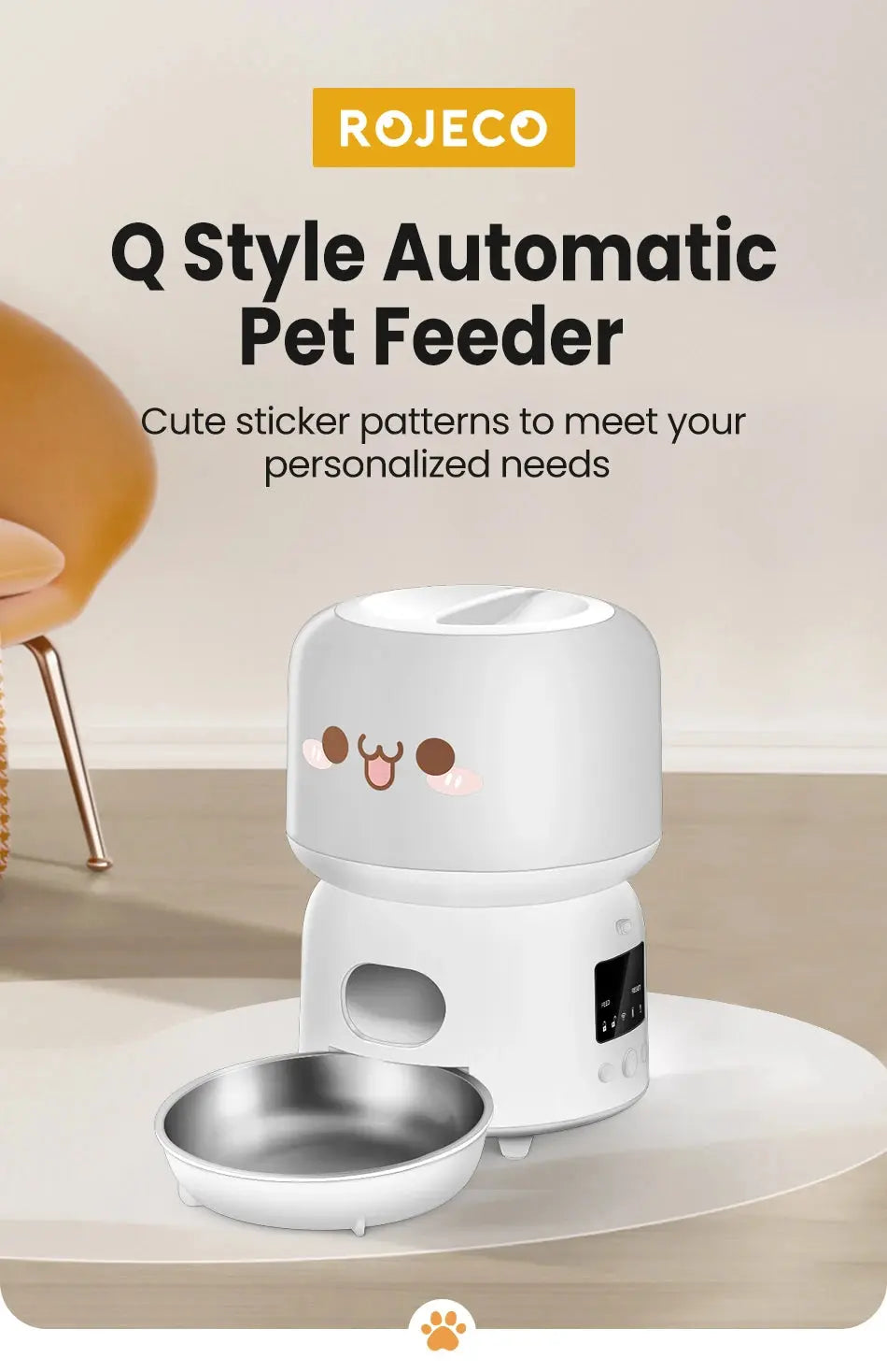 Remotely Controlled Feeding ROJECO 3L Smart Pet Feeder WLP Company