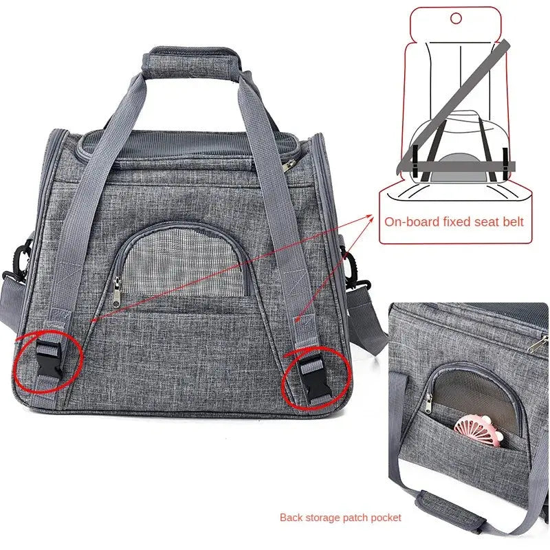 Portable Cat Bag Car-mounted Large Side Window Can Be Equipped with Trolley Pet Bag Breathable Travel Shoulder Folding Cat Bag WLP Company