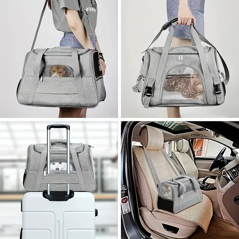 Portable Cat Carrier Bag Soft-Sided Pet Carrying Four-Sided Breathable Carrier Bags with Fur Pad Cats Handbag Travel Bag Transport Bag WLP Company