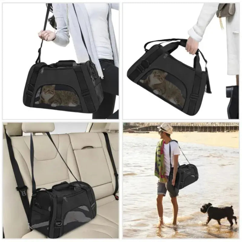cat carrier Cat Bags Soft-Sided Portable Dog Carrier Mesh Breathable Carrier Bags for Cats Dogs Comfort Foldable Handbag Pet Transport Bag WLP Company