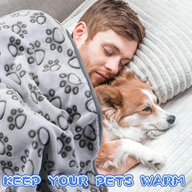 Dog Bed Mat Blanket Soft Fluffy Pet Sleeping Blanket Cute Paws Pattern Pet Travel Mat Warm Comfortable Blankets for Cat Dogs WLP Company