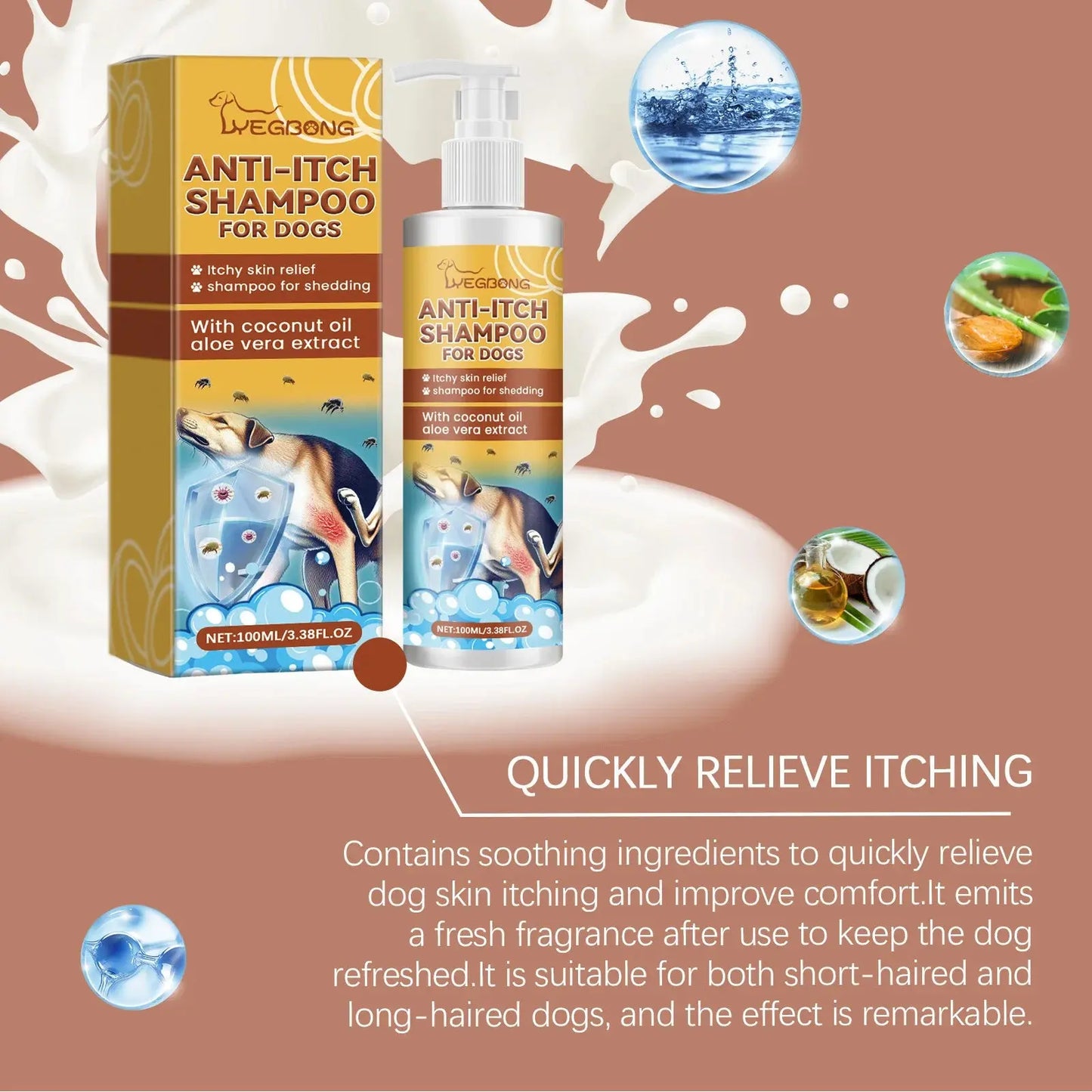 Dog Shampoo Conditioner Moisturizing for Sensitive Skin PH Balanced Anti Itching Flea Killer Dirt Mite Removal Pet Cleaning Foam WLP Company
