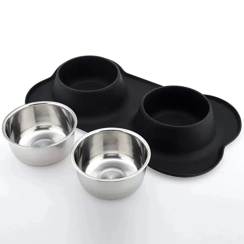 antislip dog bowl Antislip Double Dog Bowl With Silicone Durable Stainless Steel WLP Company