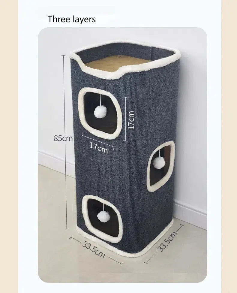 3-tiers Cat Bed Pet House Covered Cave with Soft Mat WLP Company