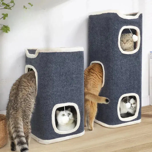 3-tiers Cat Bed Pet House Covered Cave with Soft Mat WLP Company