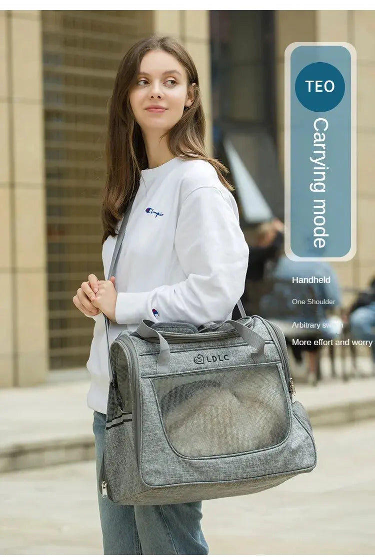 Portable Cat Bag Car-mounted Large Side Window Can Be Equipped with Trolley Pet Bag Breathable Travel Shoulder Folding Cat Bag WLP Company