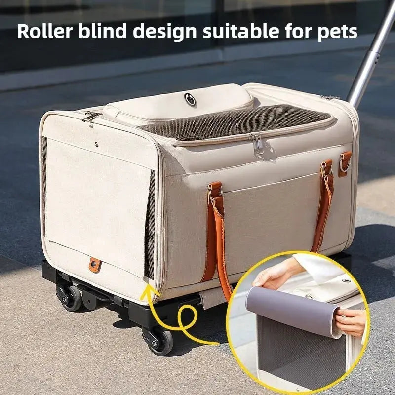 Multifunctional Cat Carrier with Trolley Large Capacity Breathable Foldable Pet Bag for Cats and Dogs WLP Company