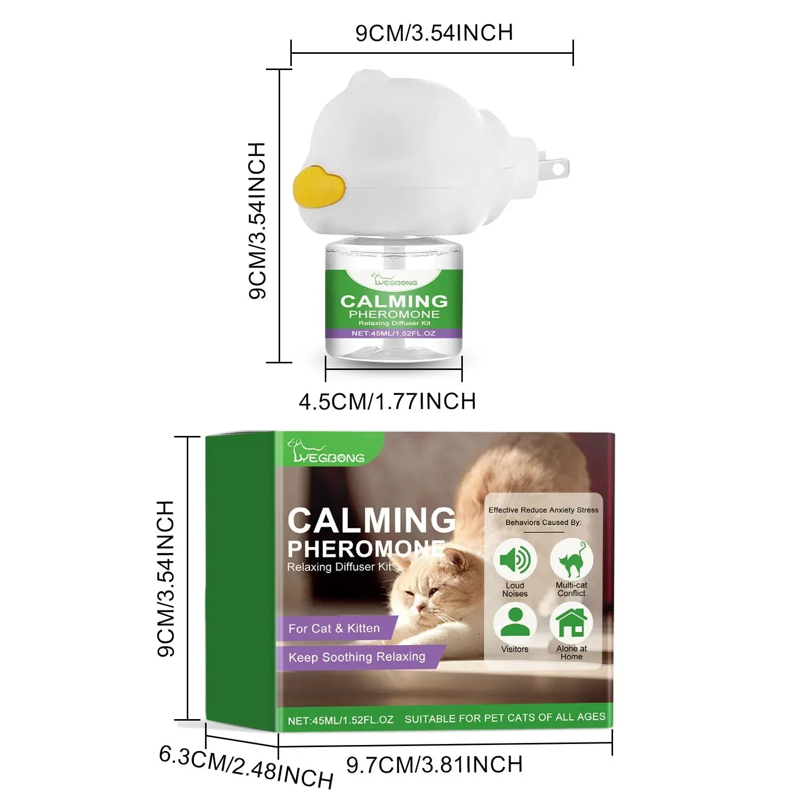 Cat Calming Diffuser Cat Pheromone Plug-In Relaxants Prevent Howling Pet Dogs Anti-Anxiety Reduces Anxiety Cat Calming Liquid WLP Company