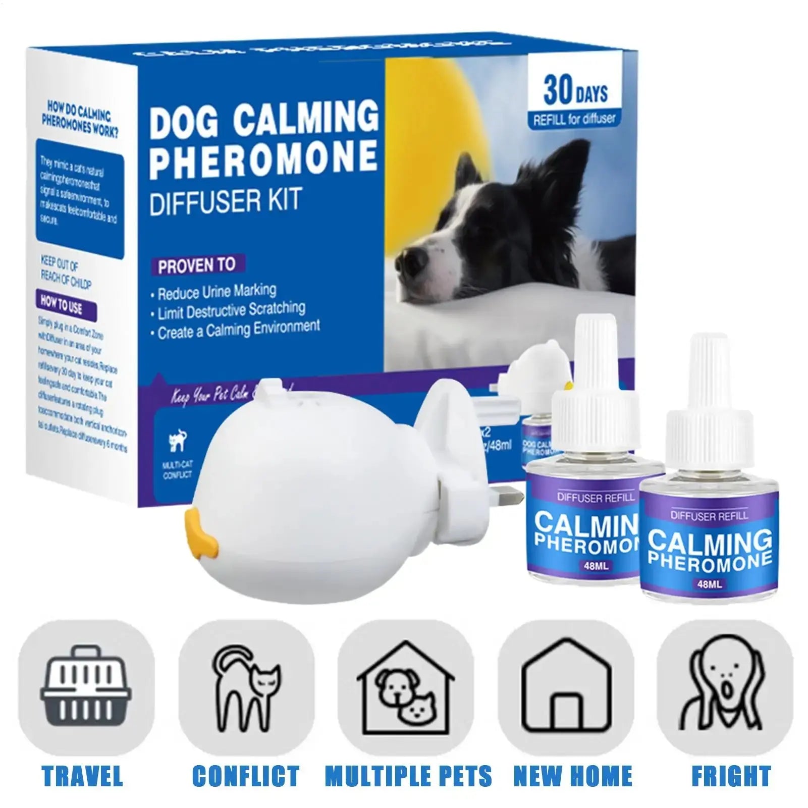 Dog Pheromones Calming Diffuser Appeasing Pheromone Diffuser To Calm Dogs Stop Stress Pet Health Supplies Reduce Aggression WLP Company