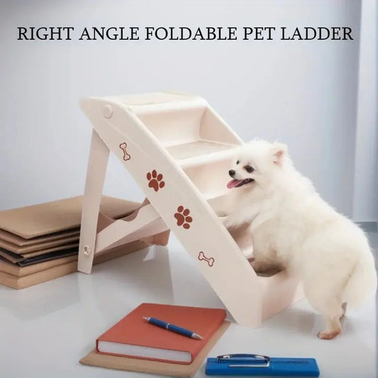 1pc Right-Angle Foldable Pet Ladder,Cute Paw Prints & Bone Design, Easy To Assemble & Store, Non-Slip Stairs for Home Use WLP Company