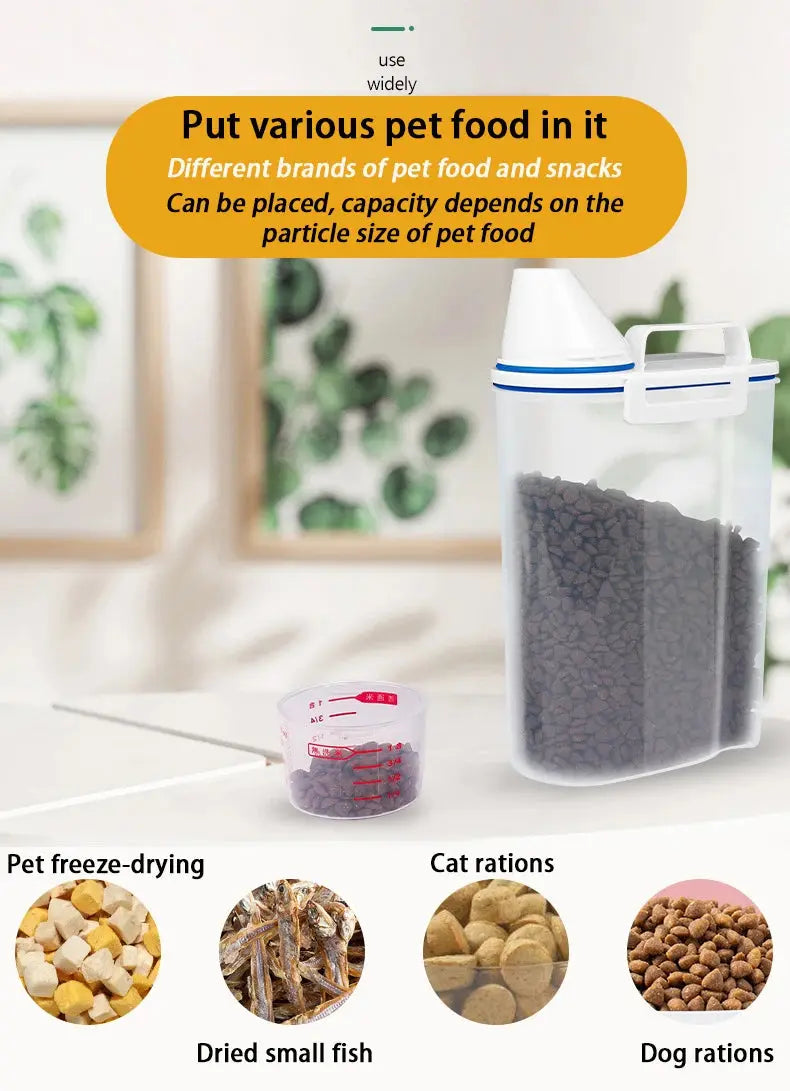 dog food storage Pail Plastic Storage Tank with Measuring Cup Container Moisture-proof Sealed Jar Pet Supplies Accessories WLP Company