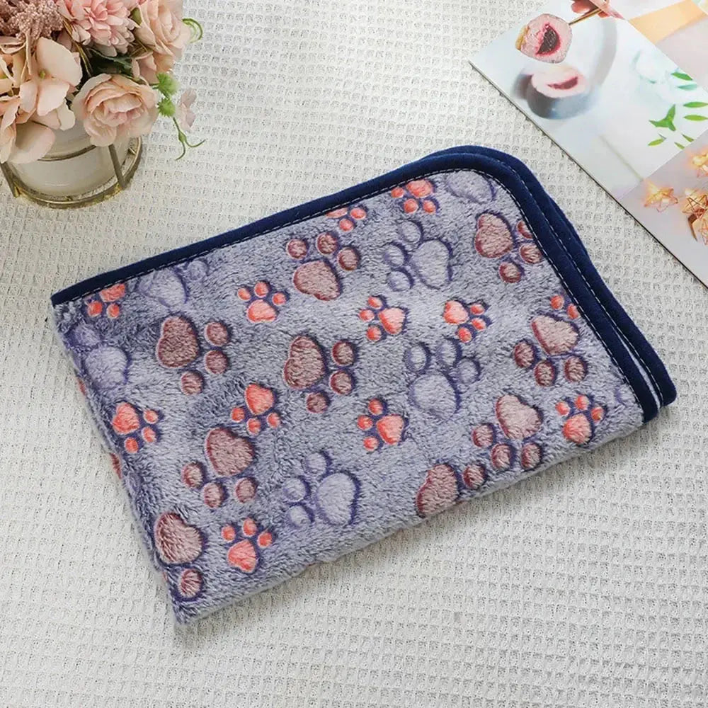 Dog Blanket Washable Fuzzy Soft Pet Mat Throw Cover for Kennel Crate Bed Cute Paw Pattern Puppy Cat Bed Blanket Mat Pet Blankets WLP Company