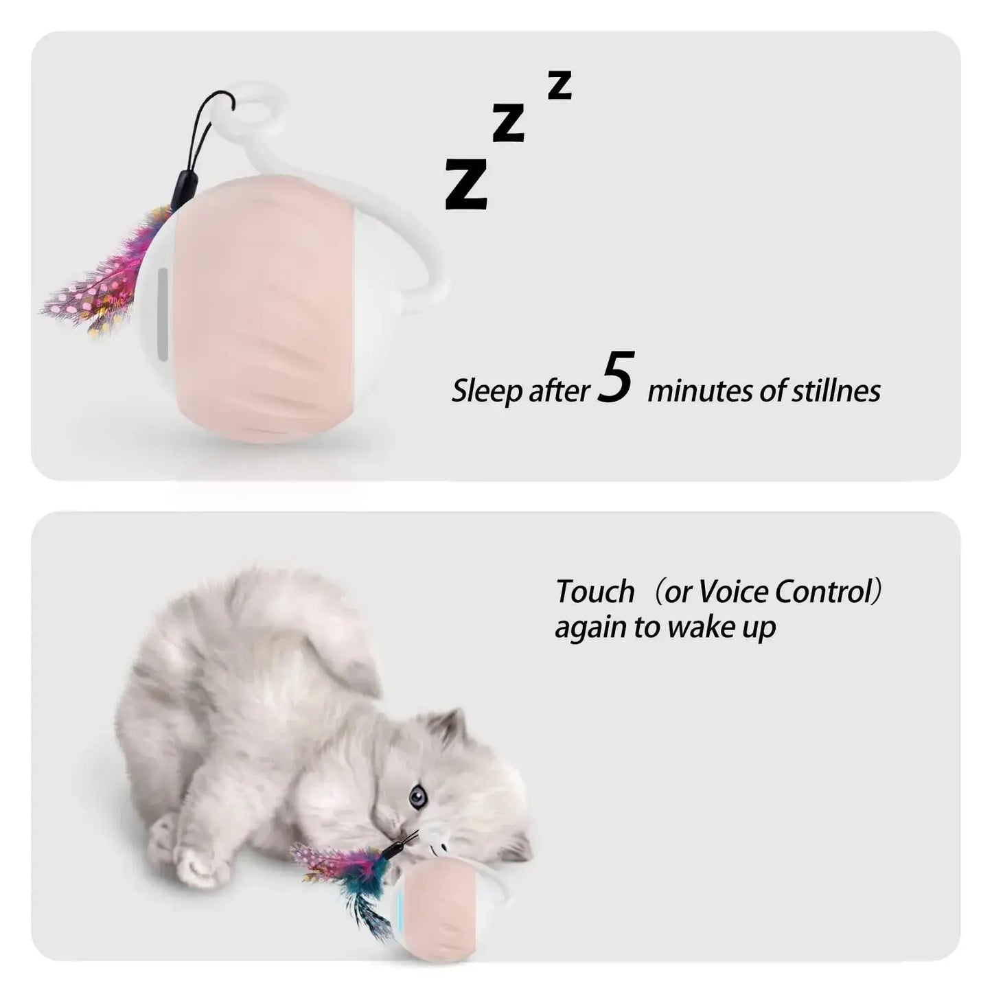 Cat Toys, Turbo Tail Popper Cat Toy 2-Speed Interactive Turbo Tail Mouse Cat Ball Toy Touch Control and Sound Control Smart Star WLP Company
