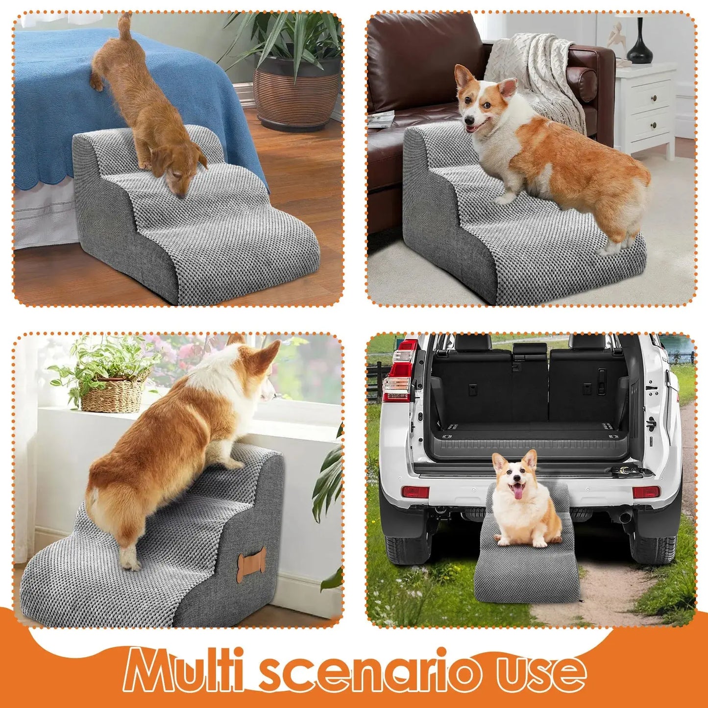 2/3 Step Dog Ramp Stair Pineapple Velvet Small Dog Stair with Sponge Filling and Nonslip Bottom Safe Pet Supplies for Cat Puppy WLP Company