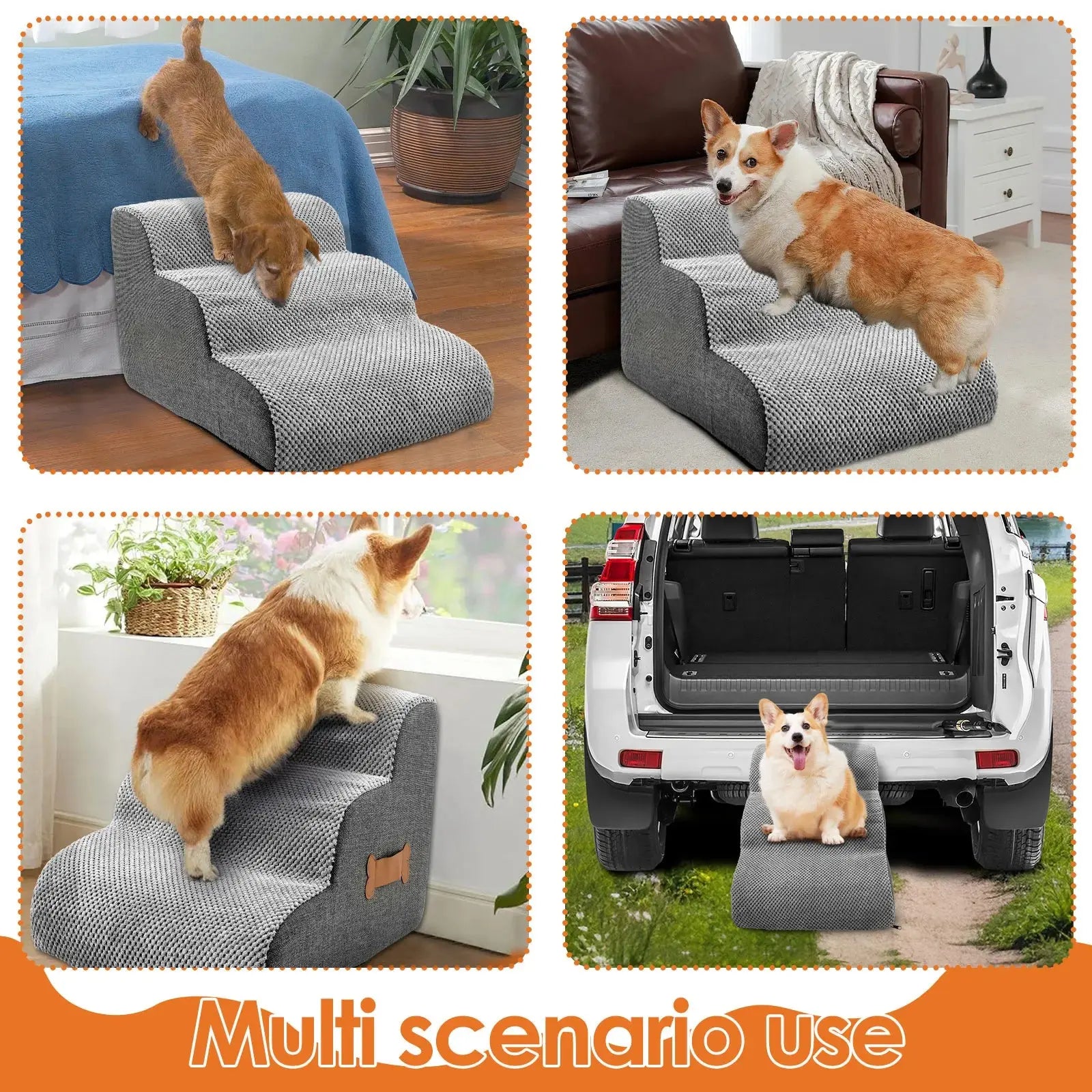 2/3 Step Dog Ramp Stair Pineapple Velvet Small Dog Stair with Sponge Filling and Nonslip Bottom Safe Pet Supplies for Cat Puppy WLP Company